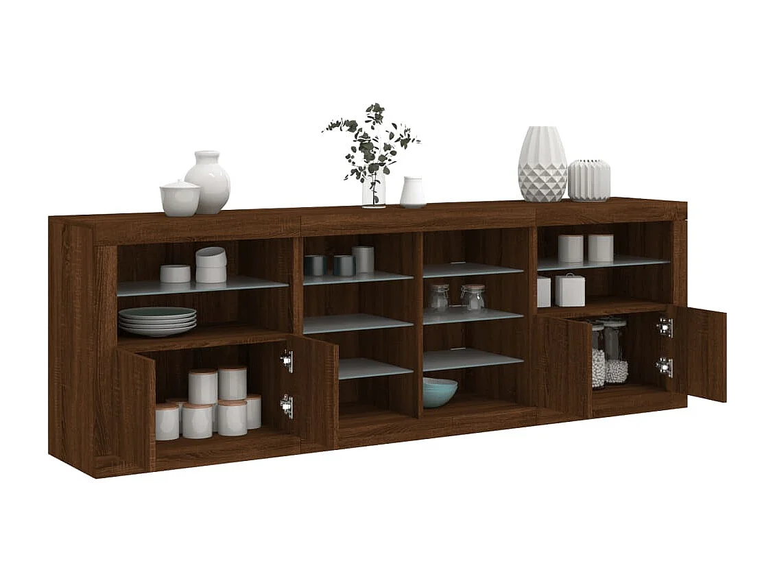 Aparador com luzes LED 202x37x67 cm carvalho castanho