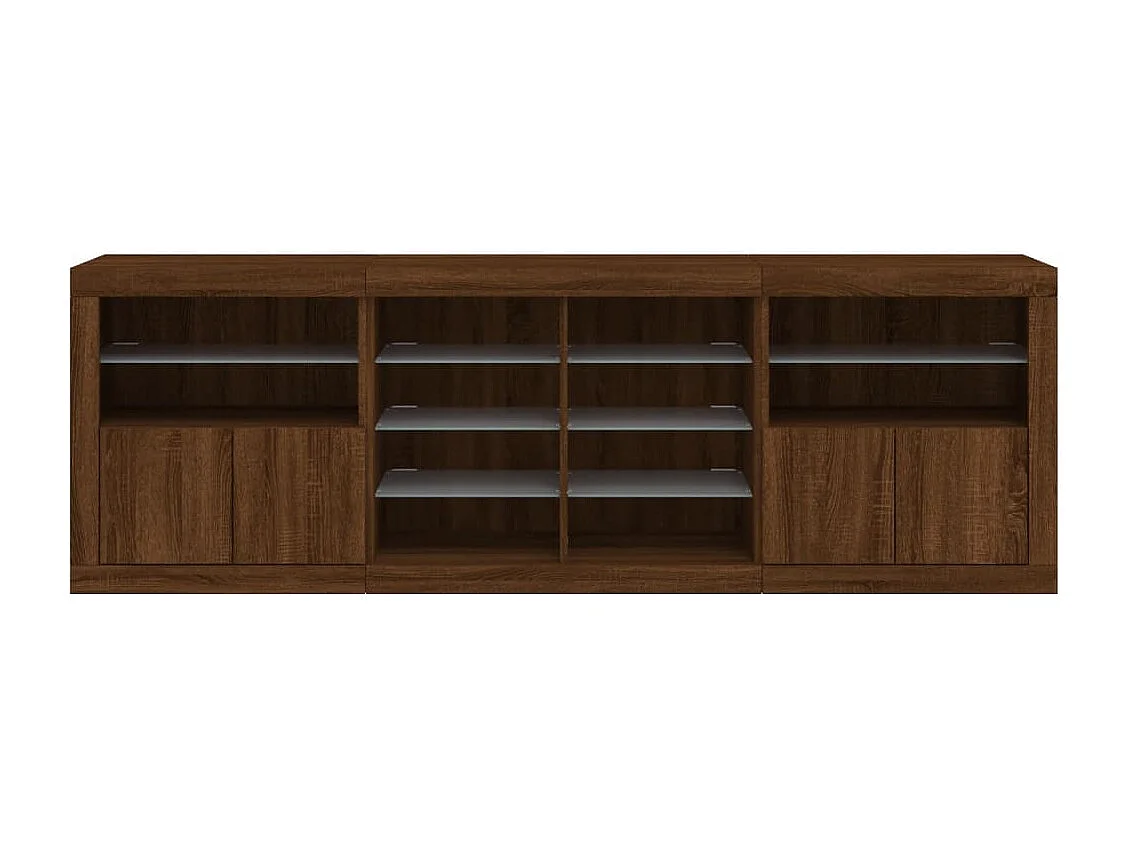 Aparador com luzes LED 202x37x67 cm carvalho castanho