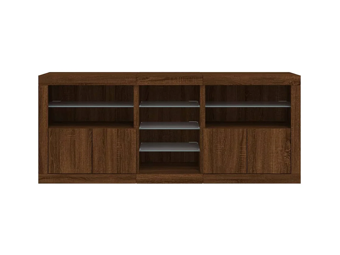 Aparador com luzes LED 181,5x37x67 cm carvalho castanho