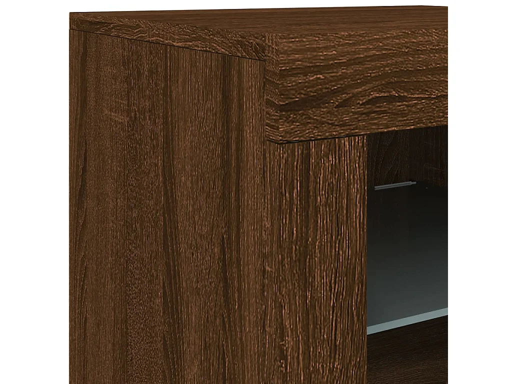 Aparador com luzes LED 181,5x37x67 cm carvalho castanho