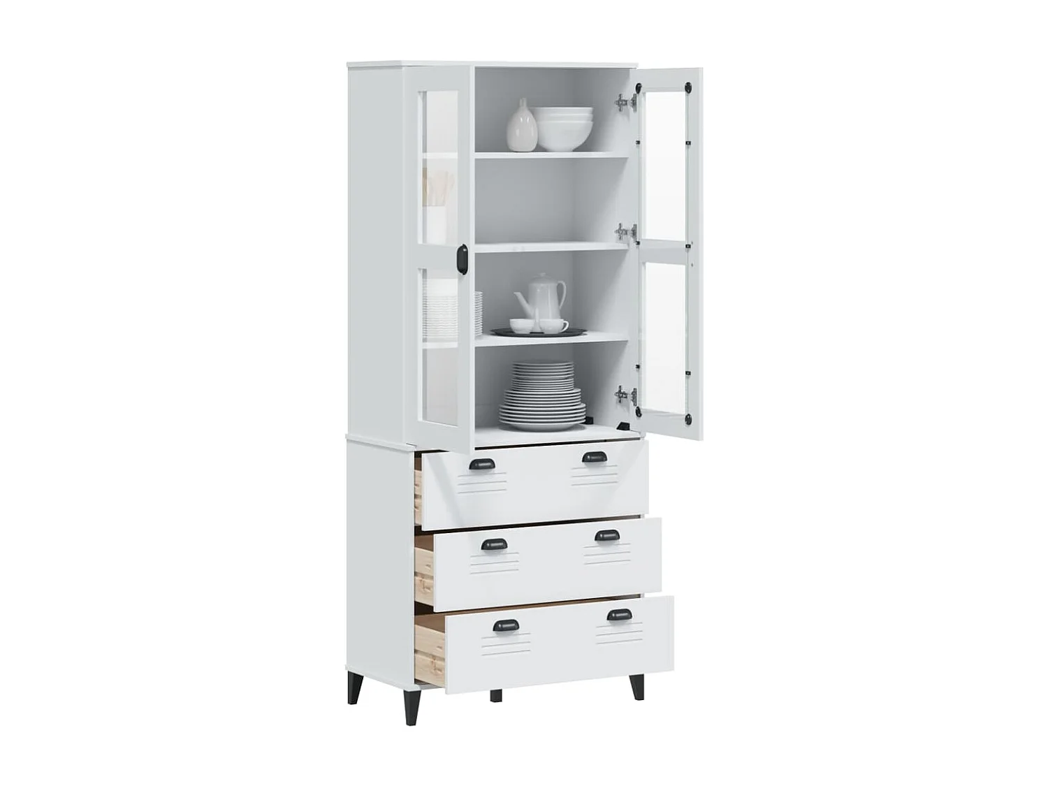 Buffet VIKEN blanc 80x40x190 cm bois massif de pin