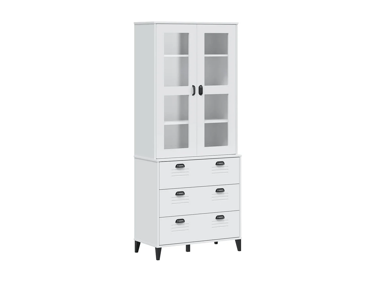 Buffet VIKEN blanc 80x40x190 cm bois massif de pin