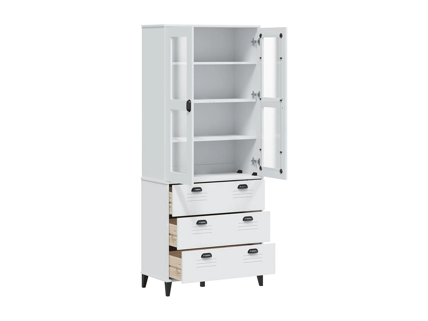 Buffet VIKEN blanc 80x40x190 cm bois massif de pin