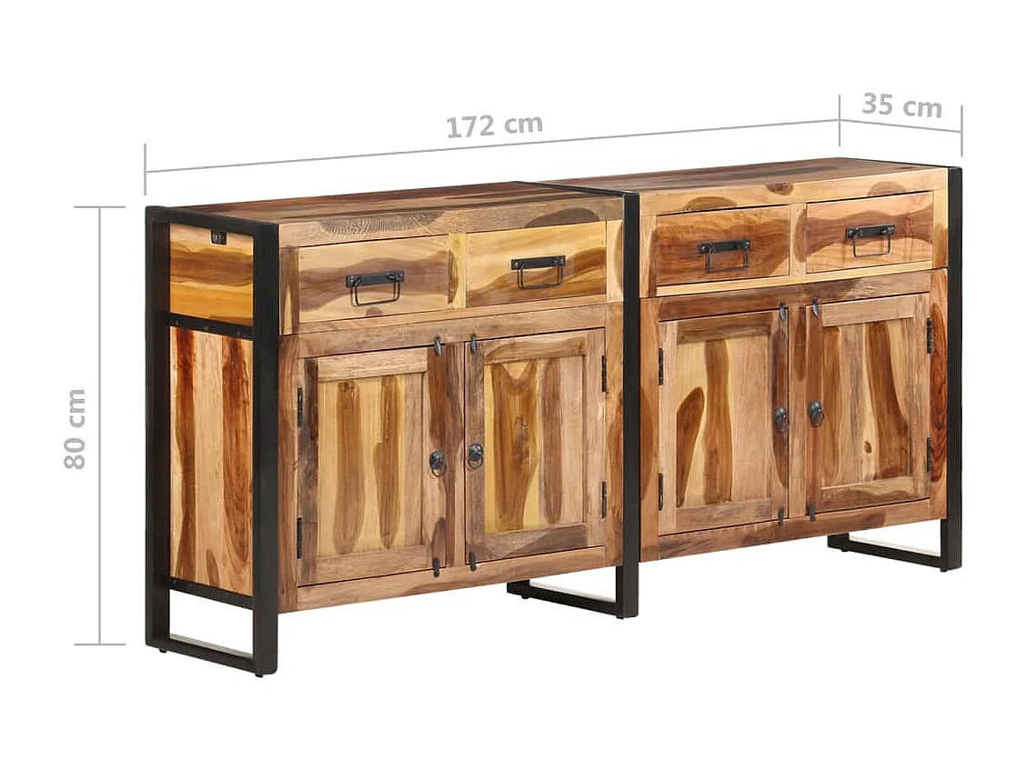 Buffet 172x35x80 cm Bois d'acacia solide avec finition miel