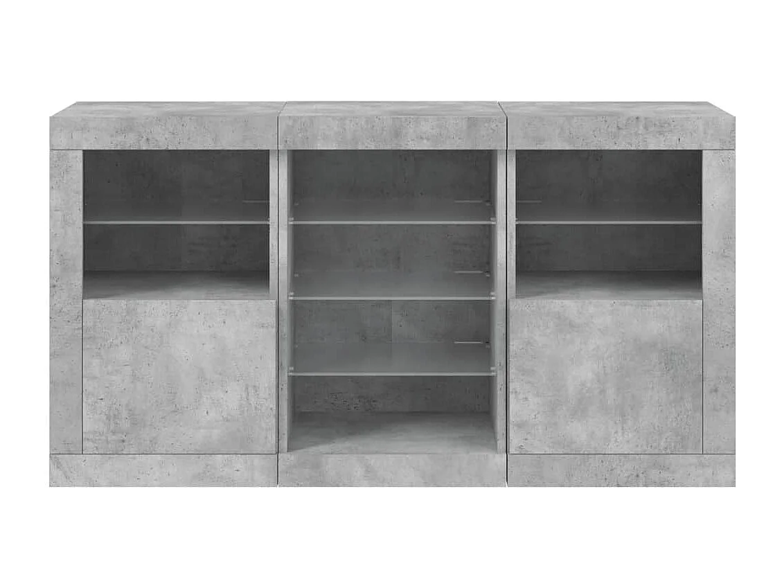 Buffet avec lumières LED gris béton 123x37x67 cm