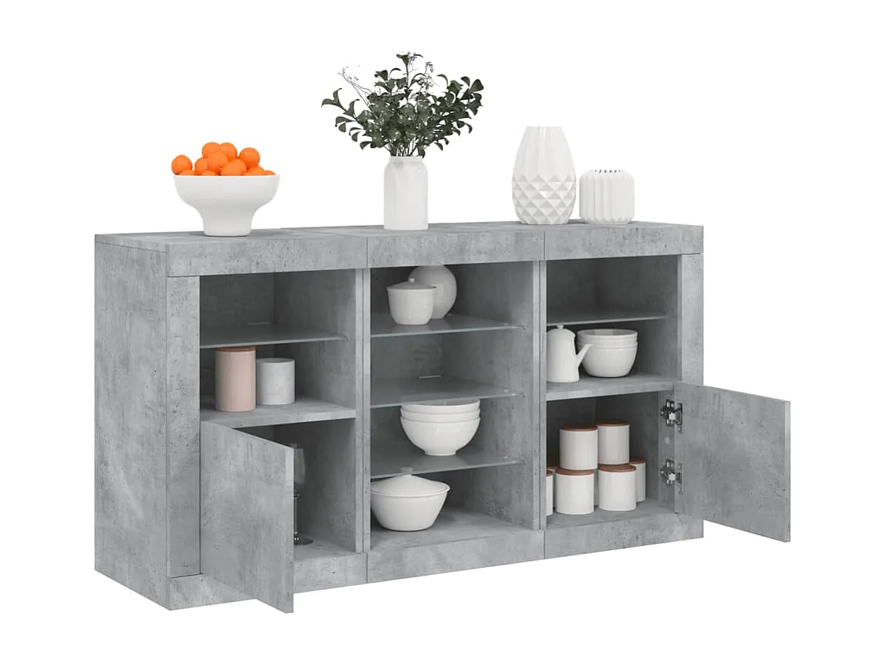 Sideboard mit LED-Leuchten Betongrau 123x37x67 cm