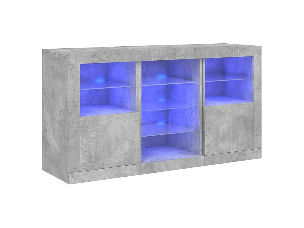 Sideboard mit LED-Leuchten Betongrau 123x37x67 cm