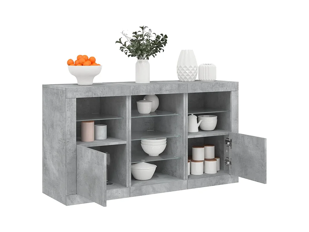 Sideboard mit LED-Leuchten Betongrau 123x37x67 cm