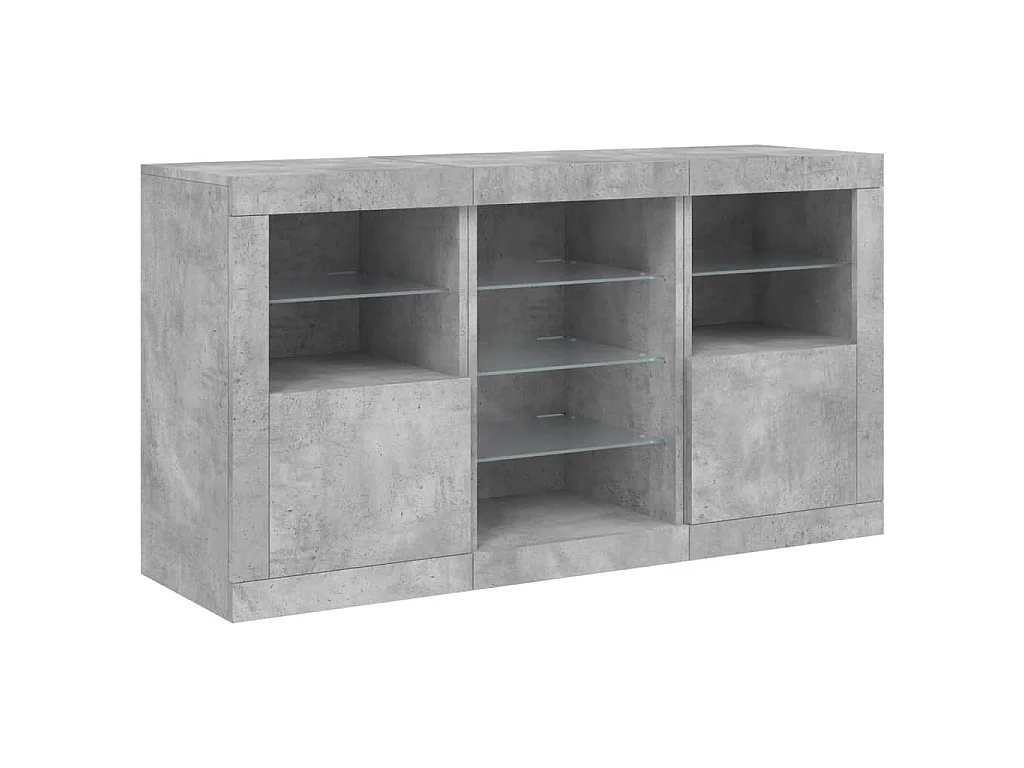 Sideboard mit LED-Leuchten Betongrau 123x37x67 cm
