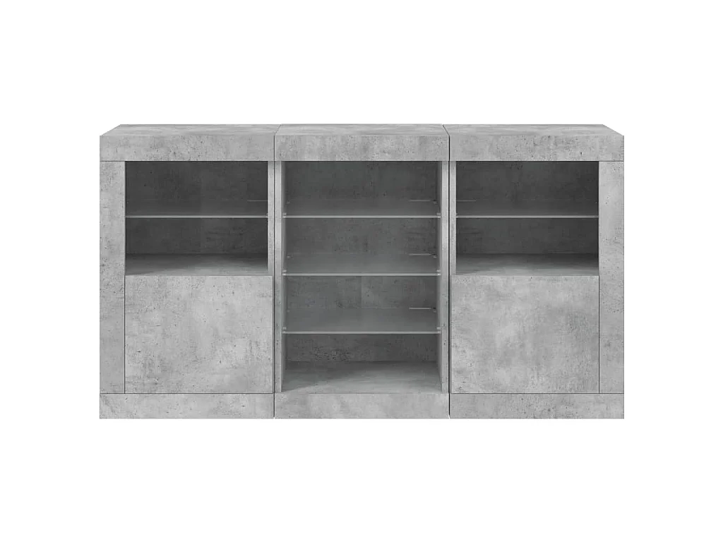 Sideboard mit LED-Leuchten Betongrau 123x37x67 cm