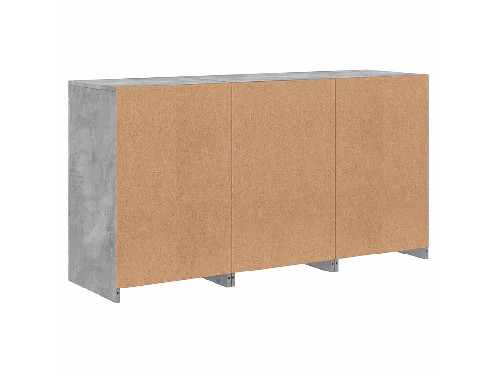 Buffet avec lumières LED gris béton 123x37x67 cm