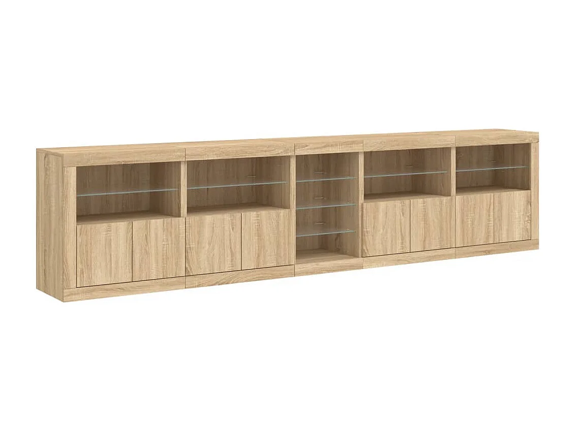 Buffet avec lumières LED chêne sonoma 283x37x67 cm