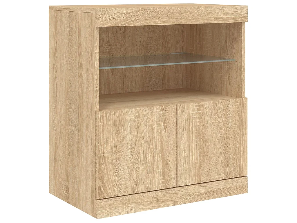Buffet avec lumières LED chêne sonoma 283x37x67 cm