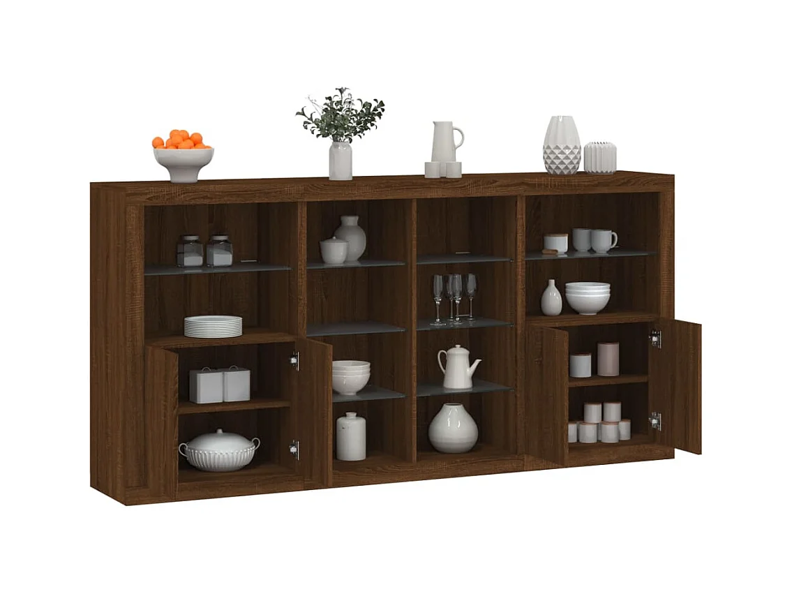 Buffet avec lumières LED chêne marron 202x37x100 cm