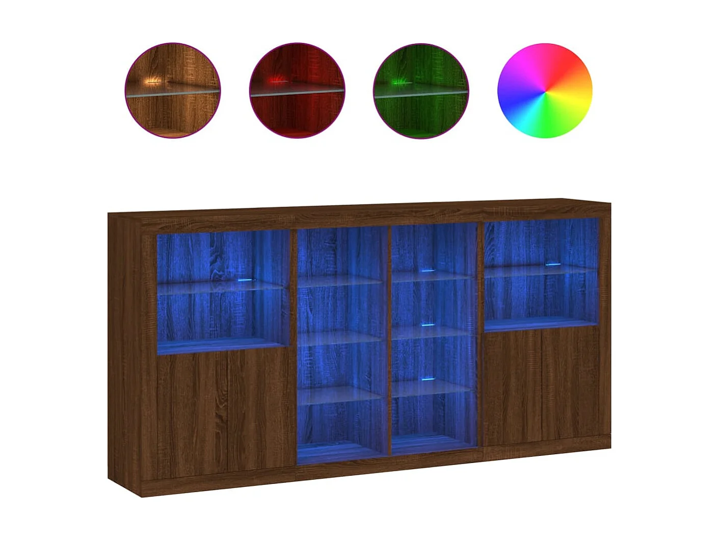 Aparador com luzes LED 202x37x100 cm carvalho castanho