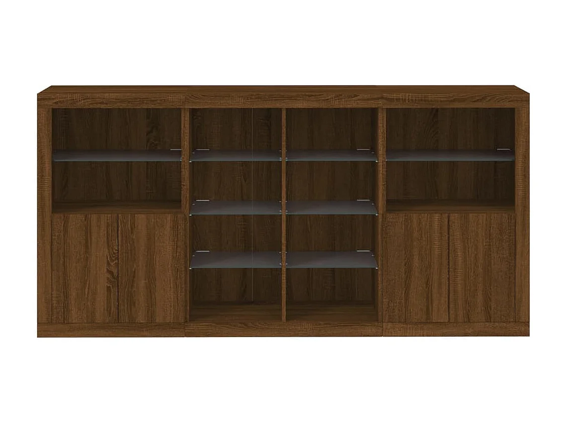 Aparador com luzes LED 202x37x100 cm carvalho castanho