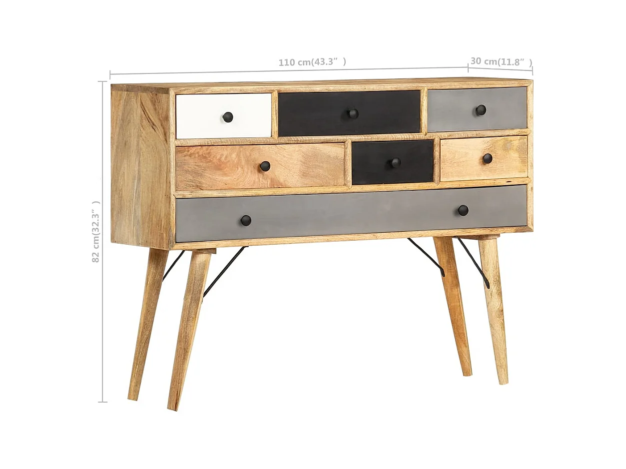 Credenza 110x30x82 cm in Legno Massello di Mango