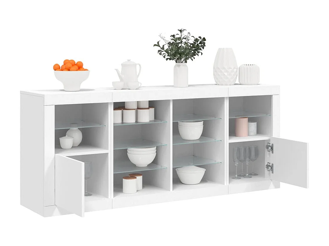 Buffet avec lumières LED blanc 163x37x67 cm