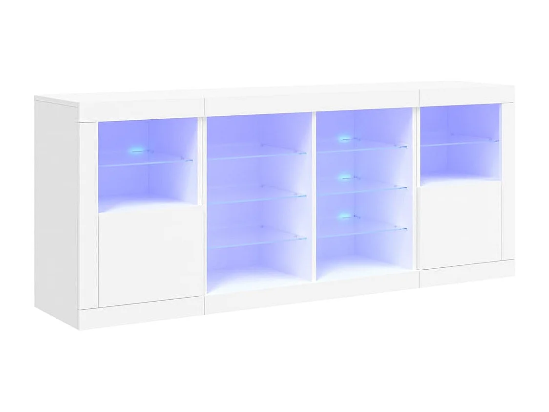 Buffet avec lumières LED blanc 163x37x67 cm
