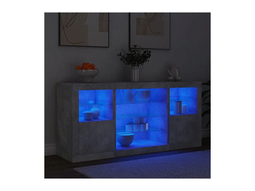 Dressoir met LED-verlichting 142,5x37x67 cm betongrijs
