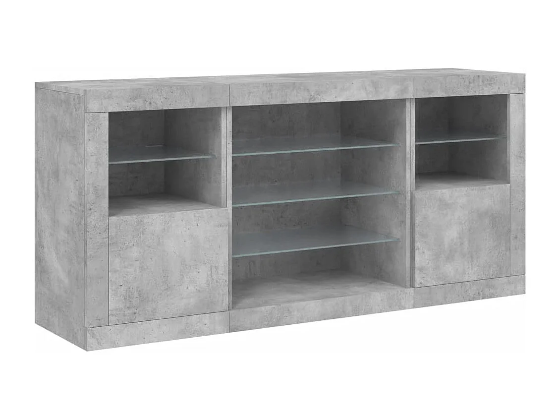 Buffet avec lumières LED gris béton 142,5x37x67 cm