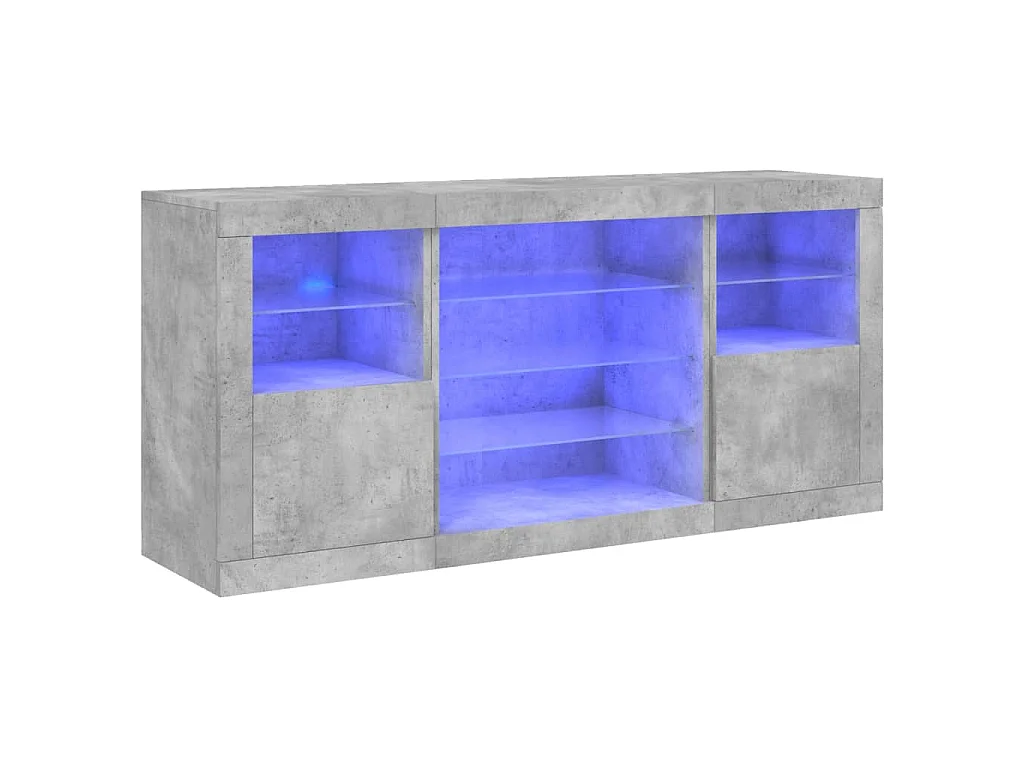 Sideboard mit LED-Leuchten Betongrau 142,5x37x67 cm