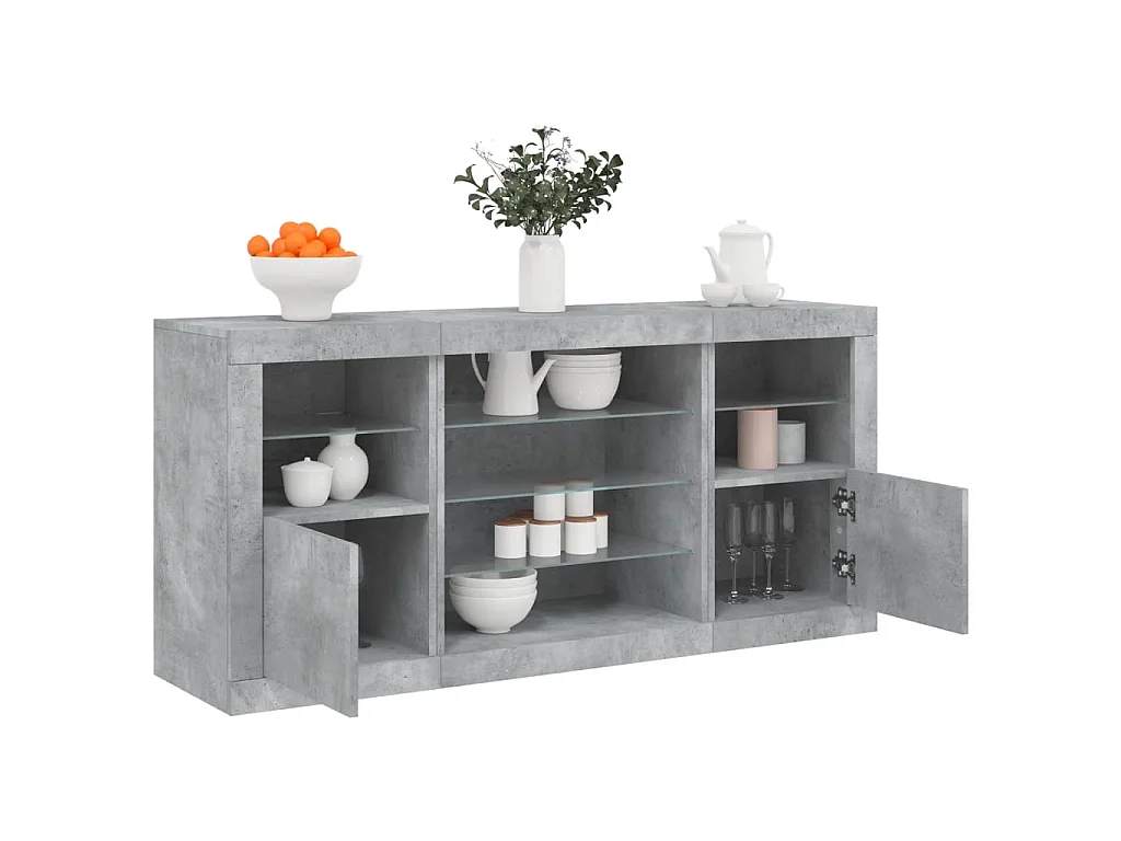 Sideboard mit LED-Leuchten Betongrau 142,5x37x67 cm