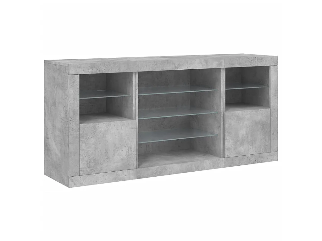 Sideboard mit LED-Leuchten Betongrau 142,5x37x67 cm