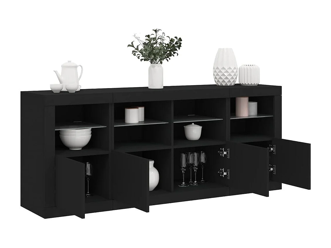 Aparador com luzes LED 163x37x67 cm preto