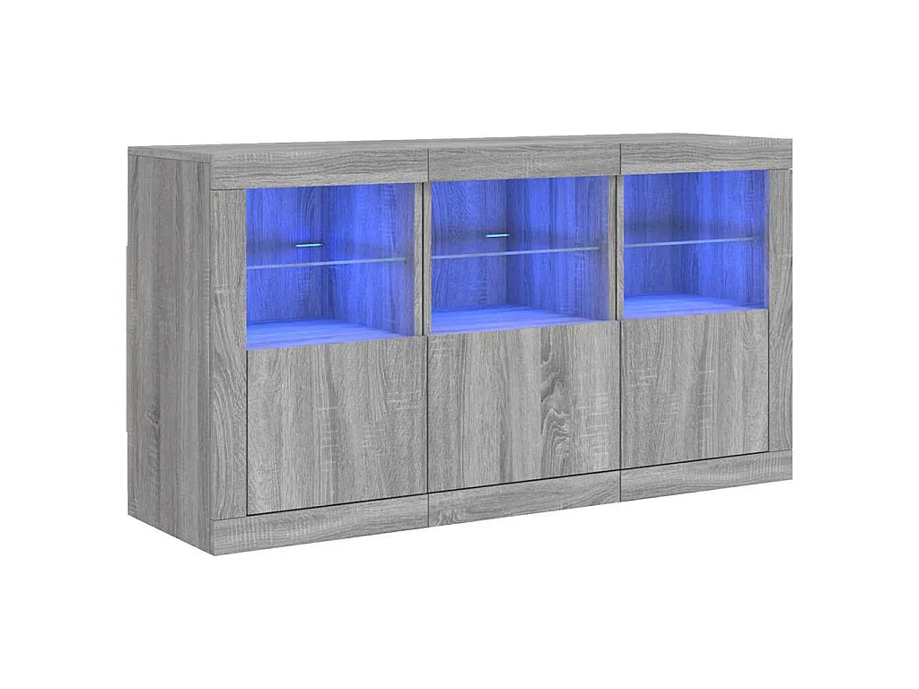 Dressoir met LED-verlichting 123x37x67 cm grijs sonoma eiken