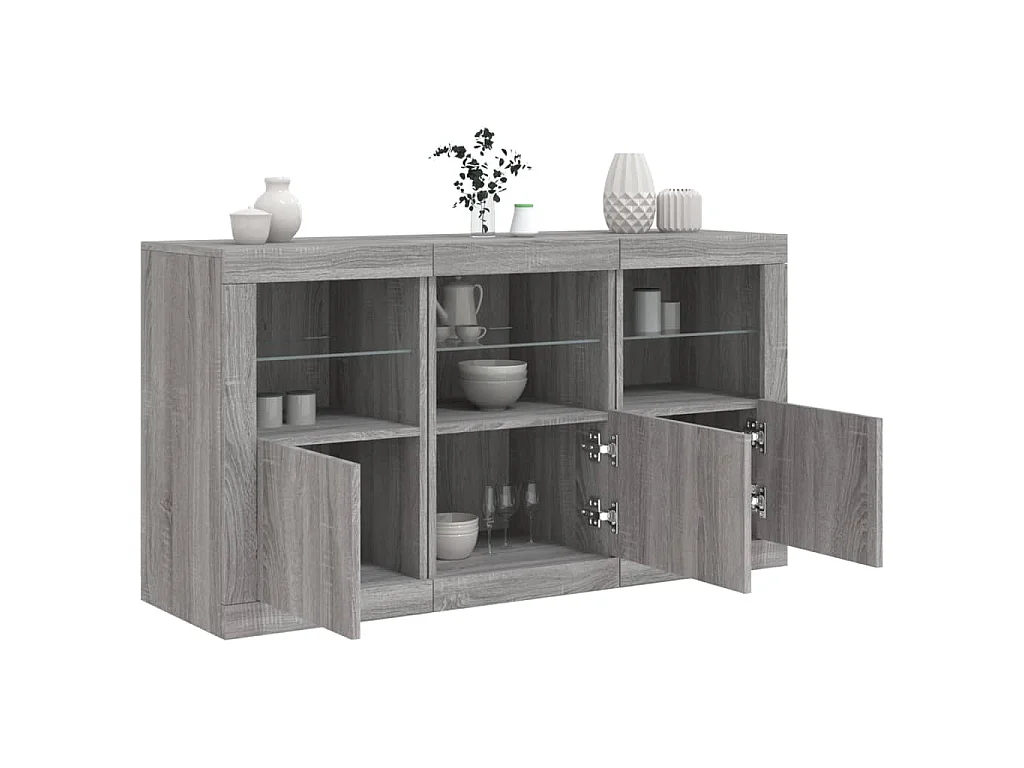 Dressoir met LED-verlichting 123x37x67 cm grijs sonoma eiken