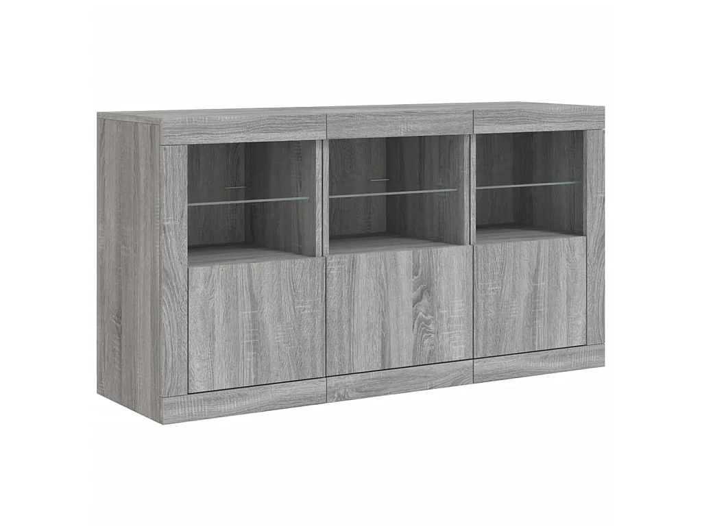 Dressoir met LED-verlichting 123x37x67 cm grijs sonoma eiken
