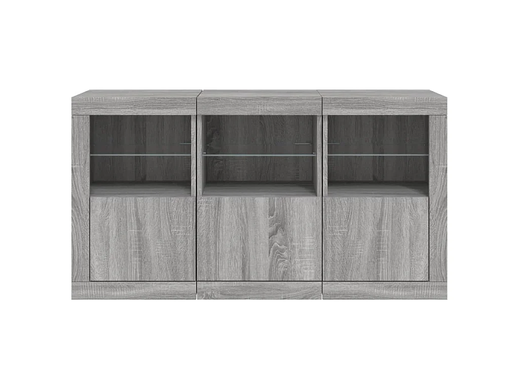 Dressoir met LED-verlichting 123x37x67 cm grijs sonoma eiken
