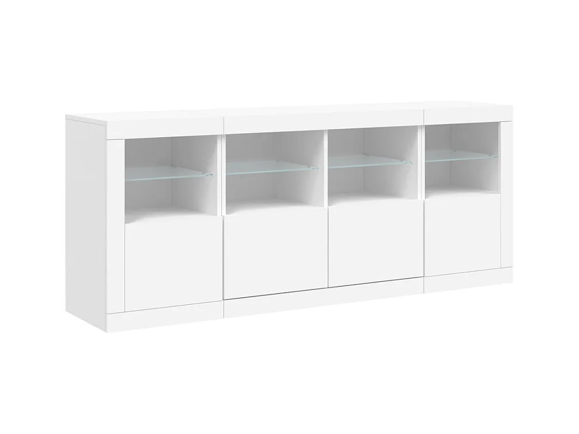 Credenza con Luci LED Bianca 163x37x67 cm