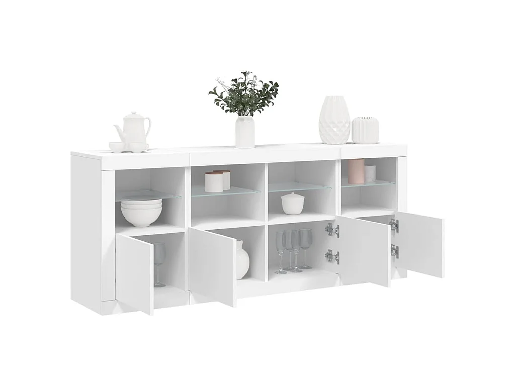 Buffet avec lumières LED blanc 163x37x67 cm