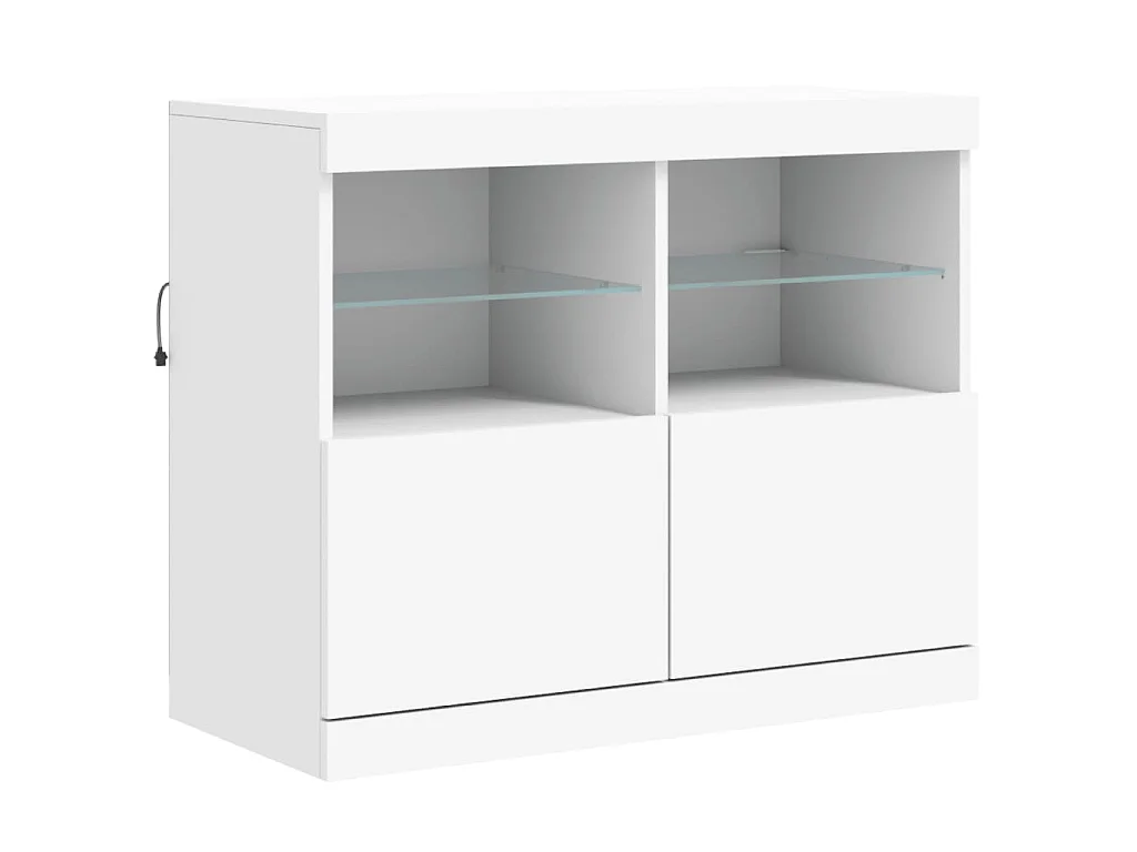 Buffet avec lumières LED blanc 163x37x67 cm