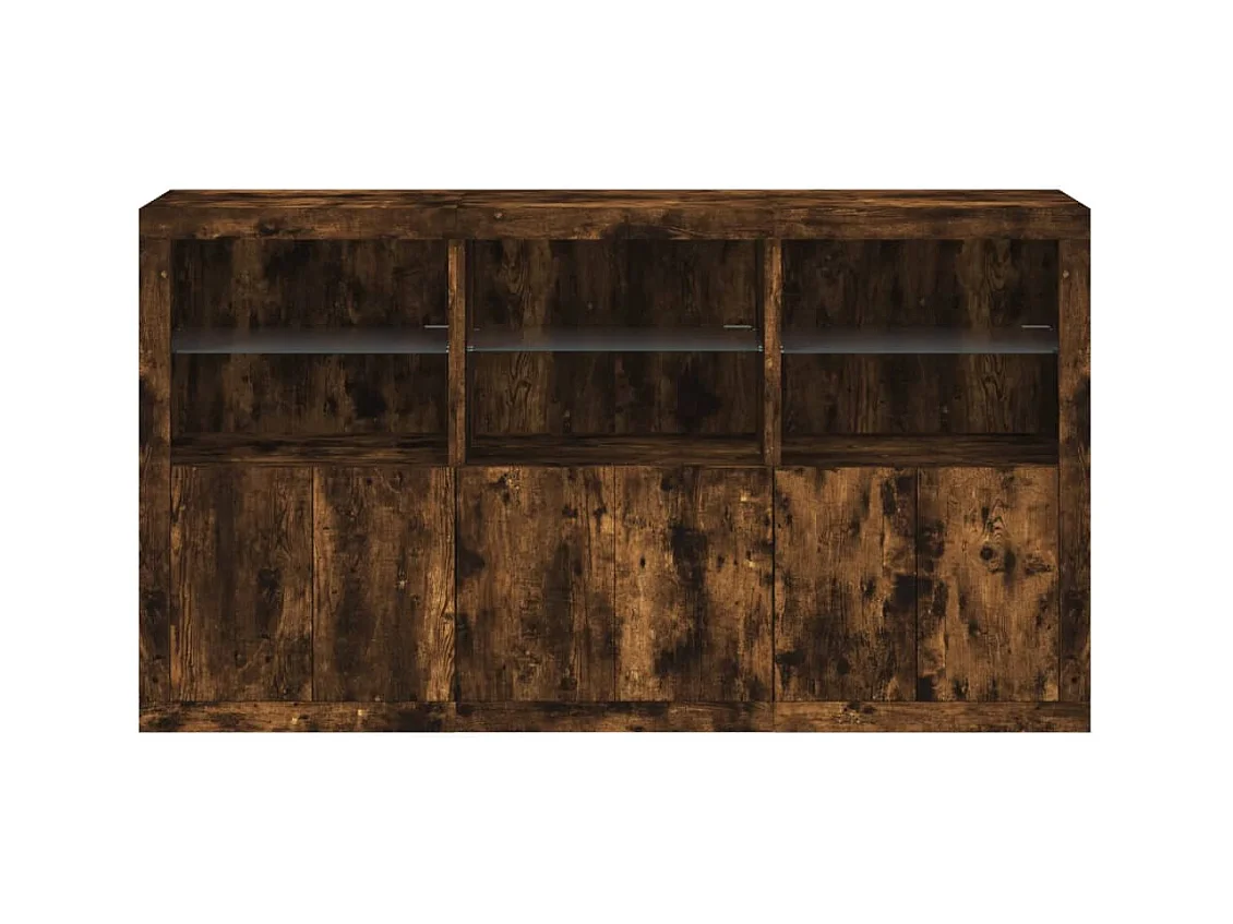 Aparador con luces LED roble ahumado 181,5x37x100 cm