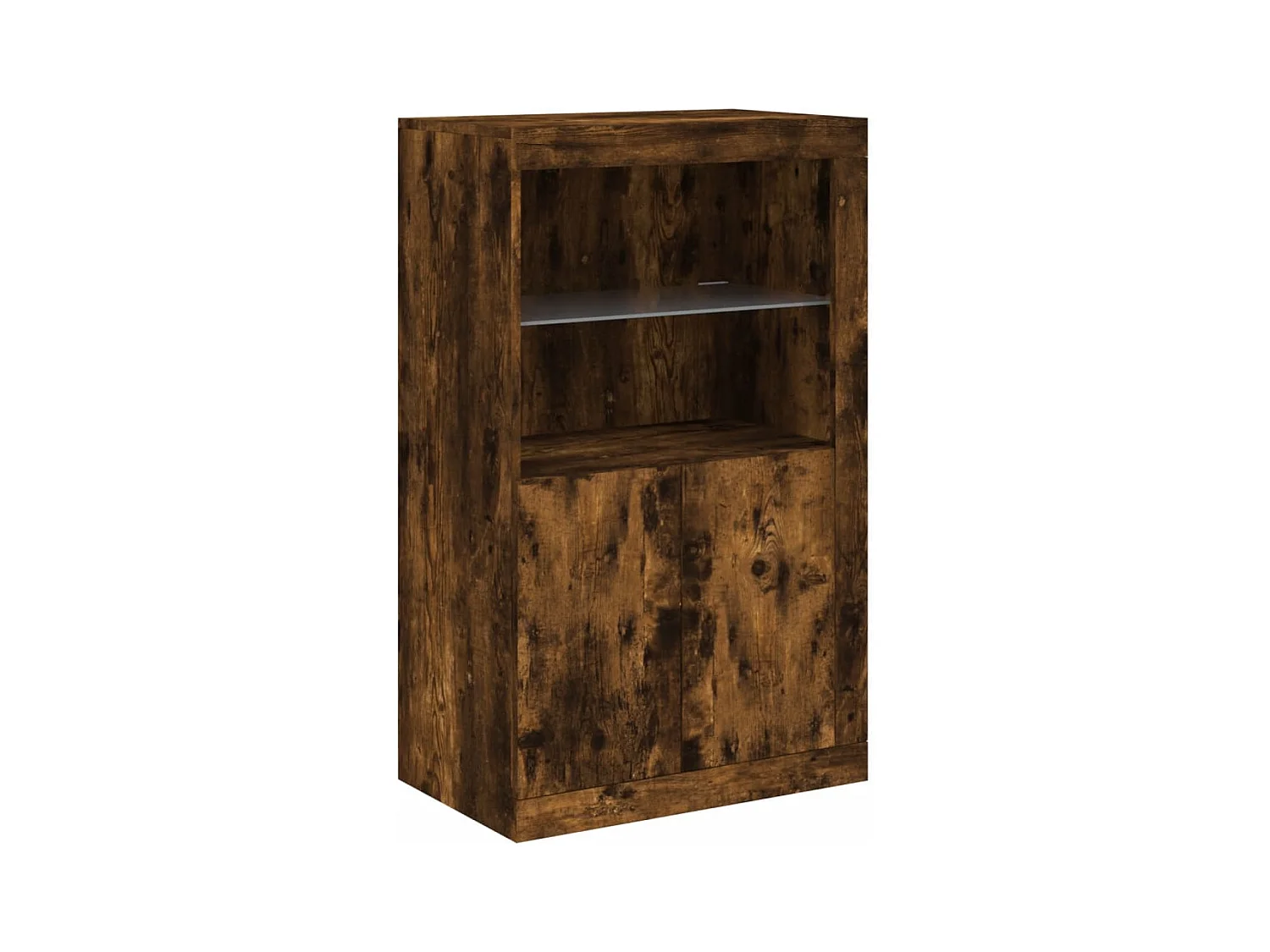 Aparador con luces LED roble ahumado 181,5x37x100 cm