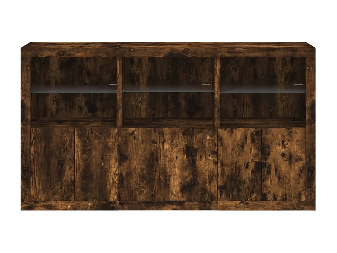 Buffet avec lumières LED chêne fumé 181,5x37x100 cm