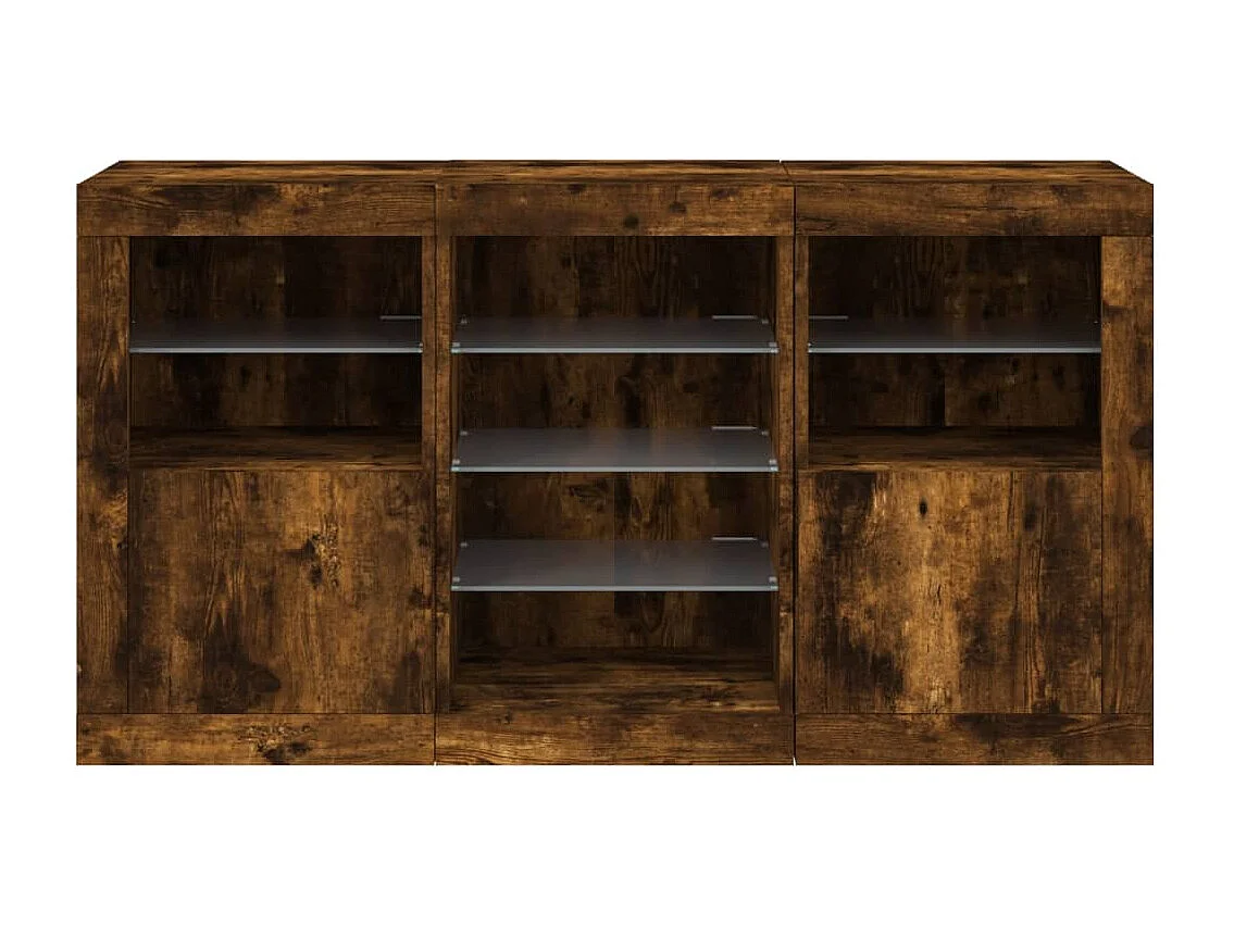 Buffet avec lumières LED chêne fumé 123x37x67 cm