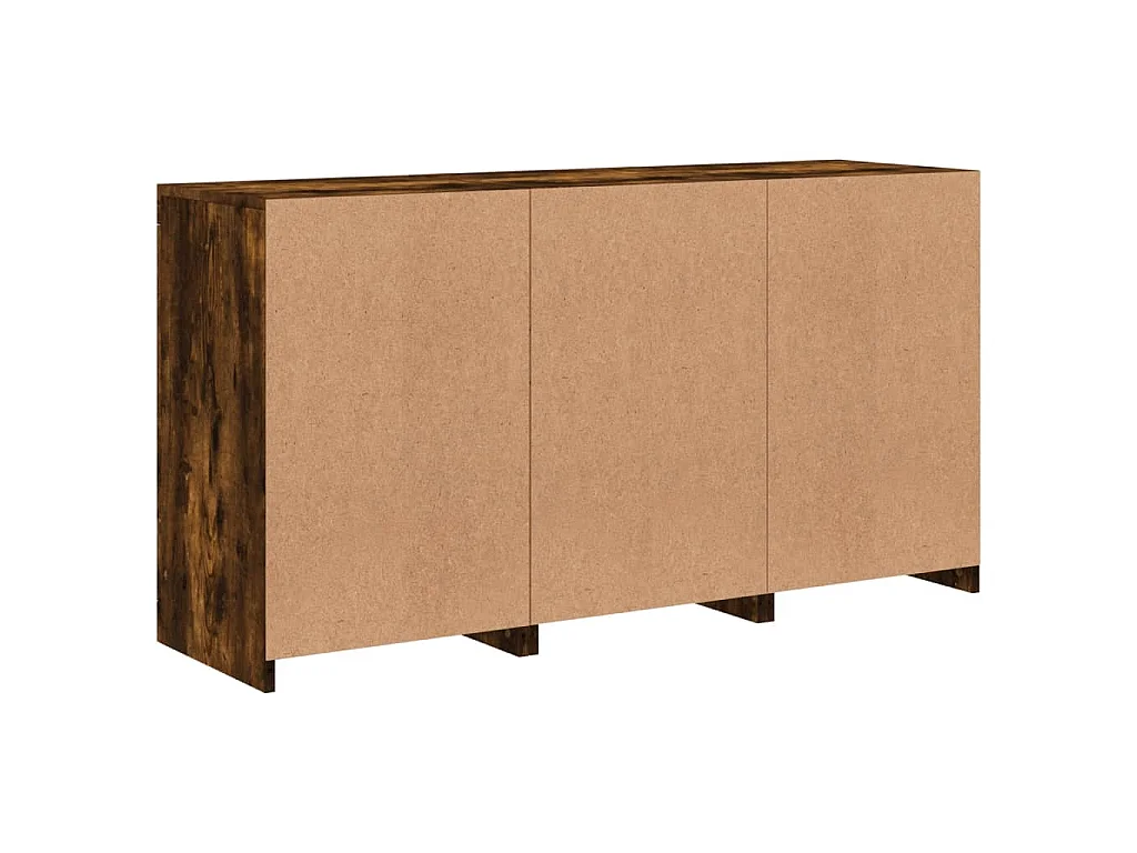 Buffet avec lumières LED chêne fumé 123x37x67 cm