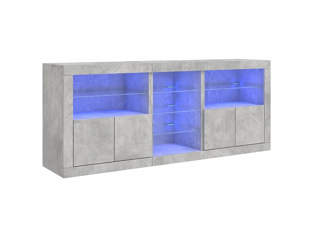 Buffet avec lumières LED gris béton 181,5x37x67 cm