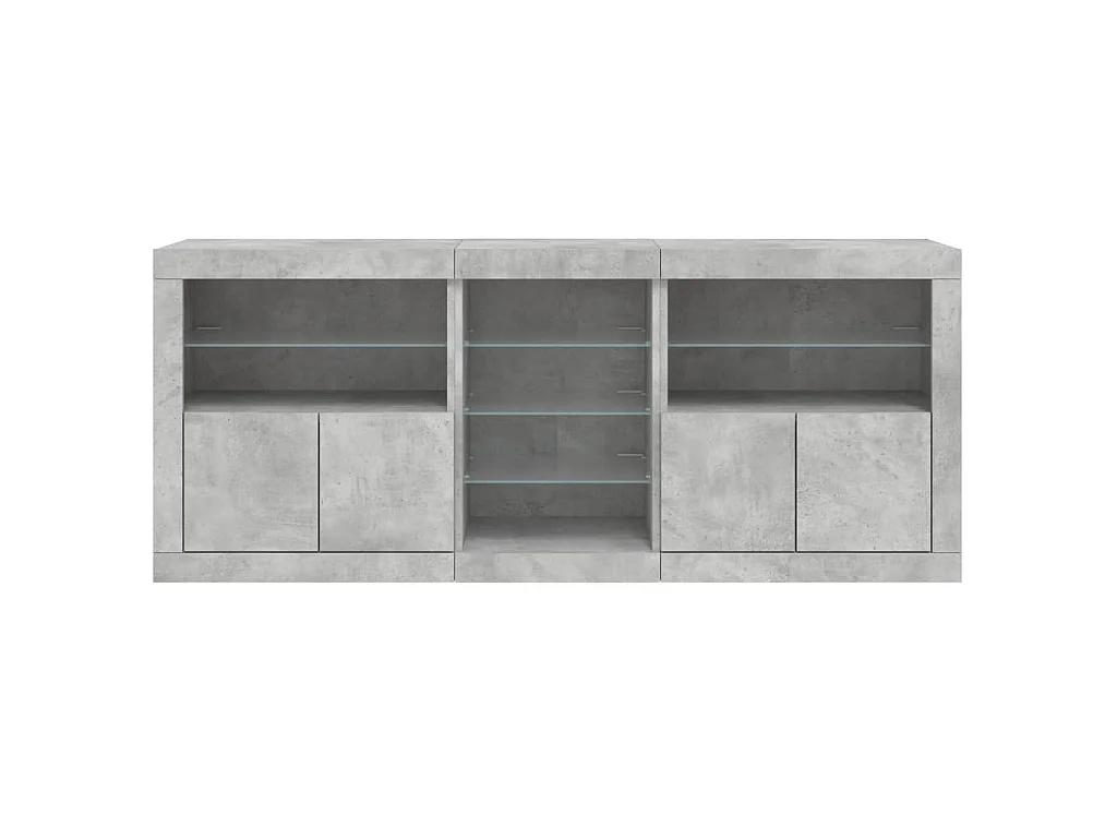 Buffet avec lumières LED gris béton 181,5x37x67 cm