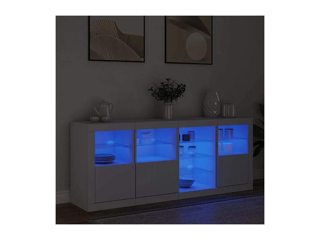 Aparador com luzes LED 164x37x67 cm branco
