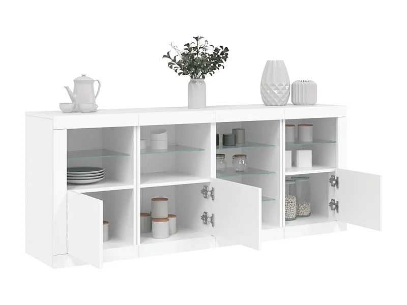 Dressoir met LED-verlichting 164x37x67 cm wit