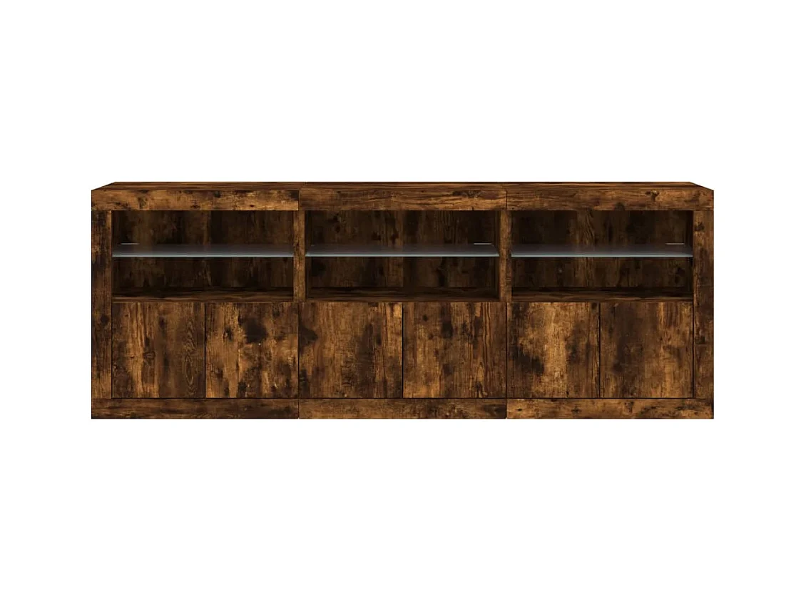 Sideboard mit LED-Leuchten Räuchereiche 181,5x37x67 cm