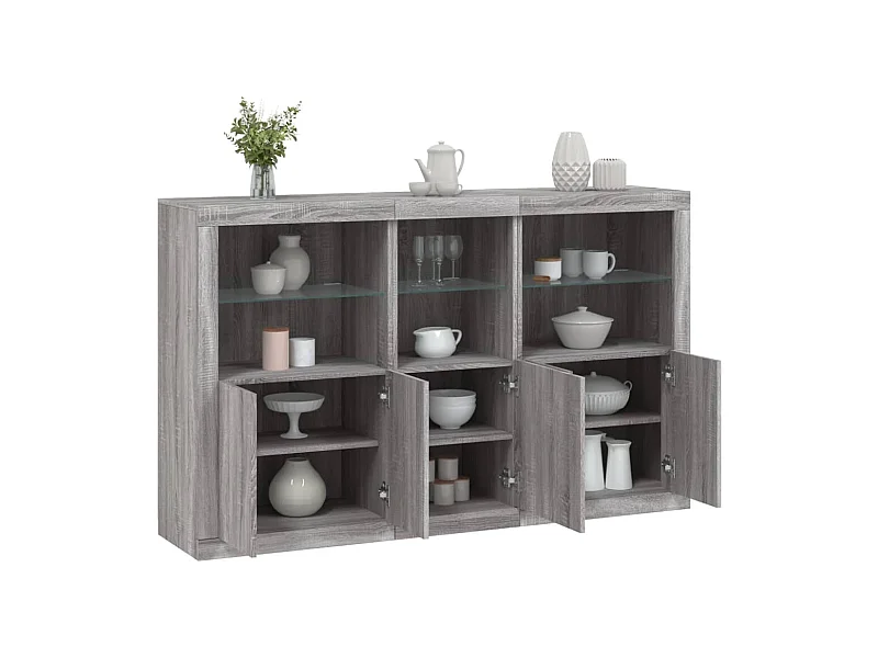 Sideboard mit LED-Leuchten Grau Sonoma 162x37x100 cm