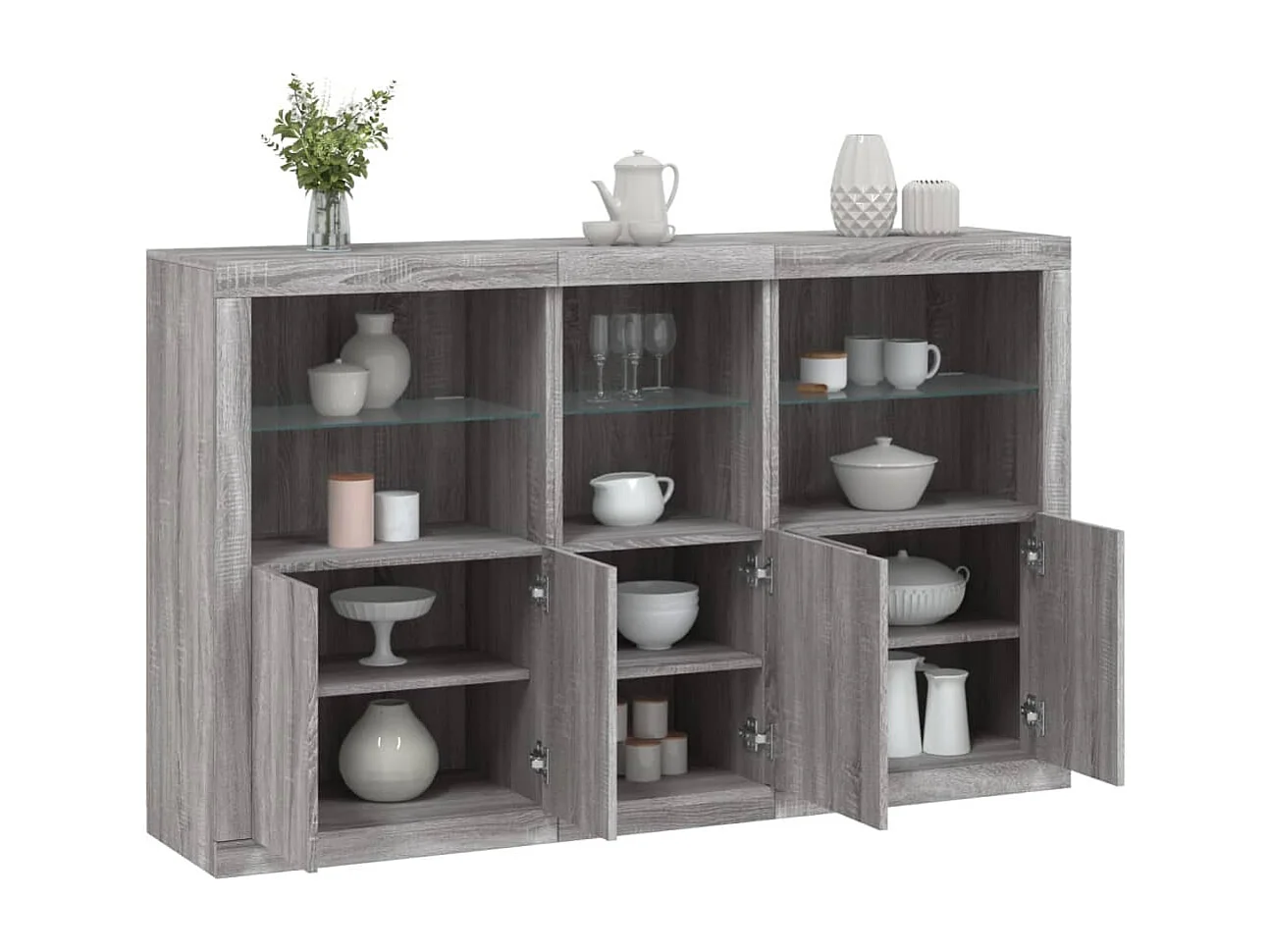 Sideboard mit LED-Leuchten Grau Sonoma 162x37x100 cm