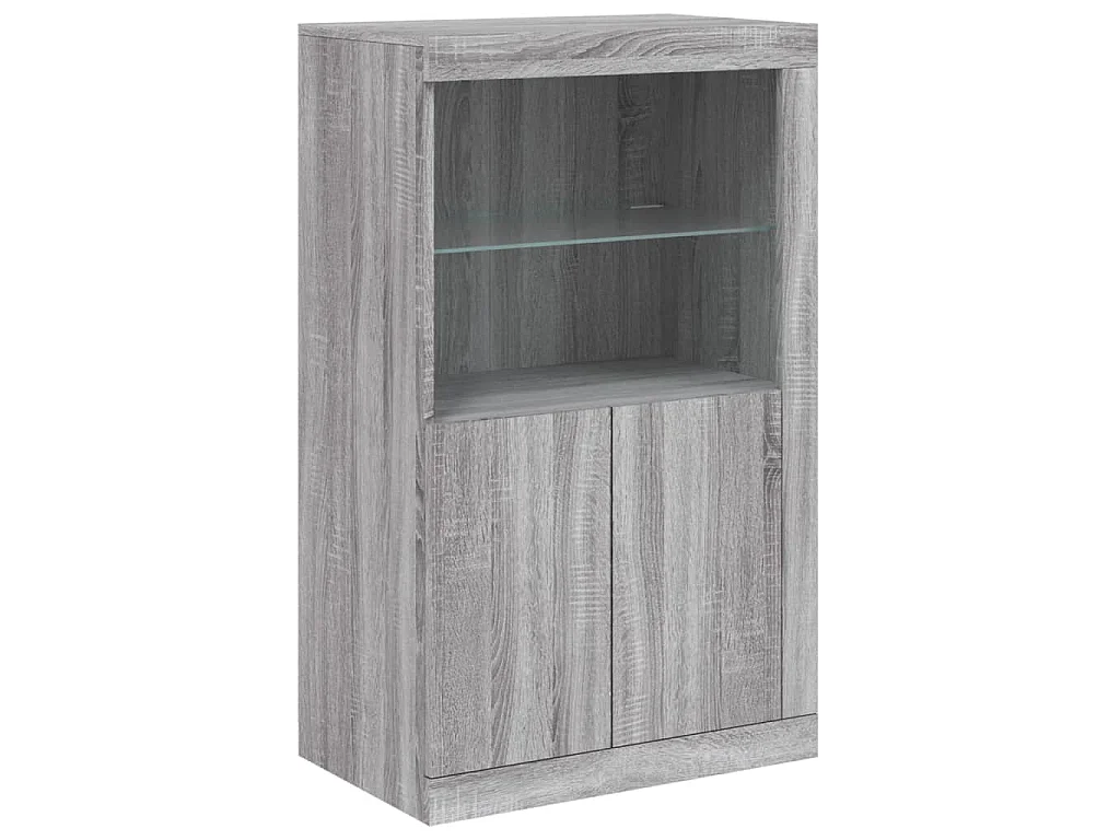 Aparador com luzes LED 162x37x100 cm cinzento sonoma