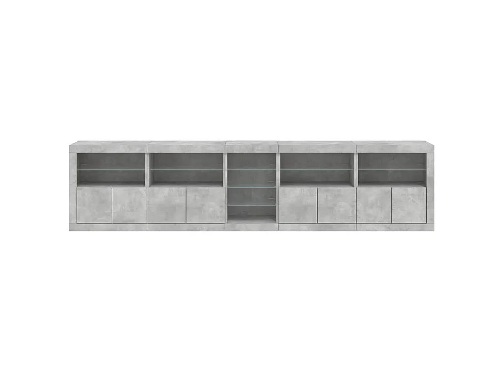 Buffet avec lumières LED gris béton 283x37x67 cm